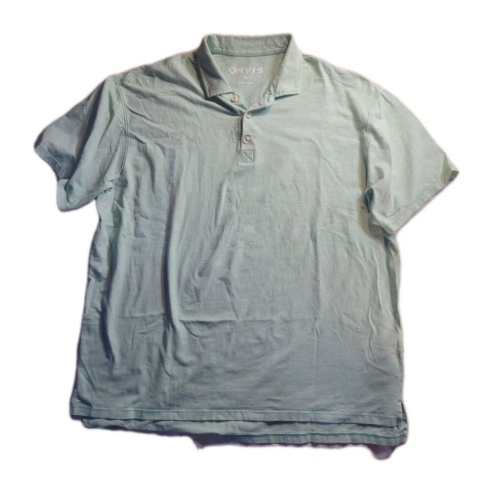 Orvis Polo Shirt Mens XL Green Pique Cotton Collared Outdoors 1643